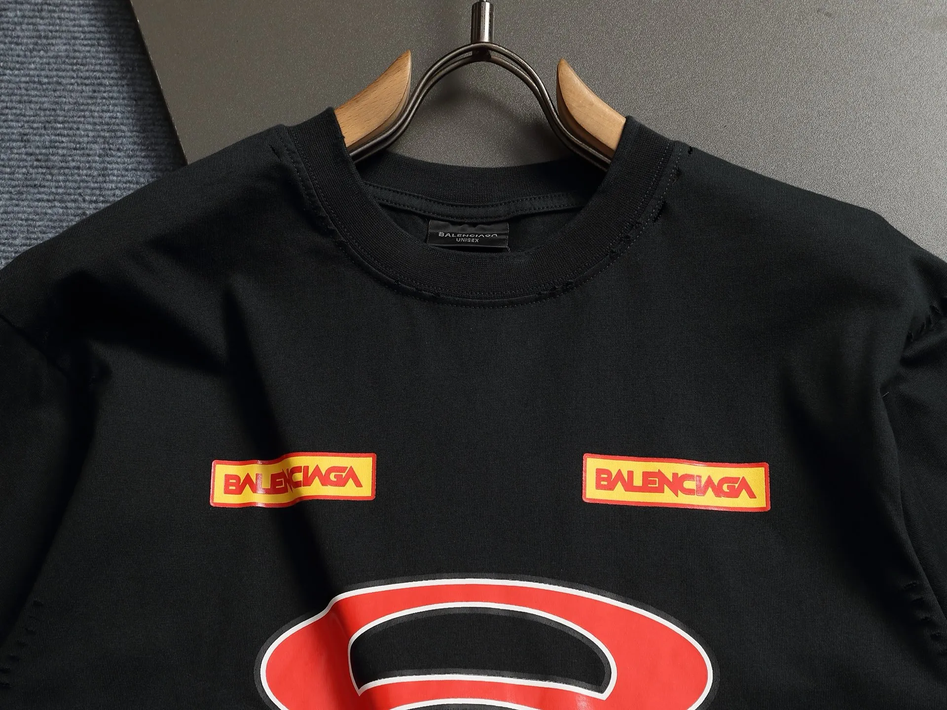 BALENCIAGA 2026 Logo Logo ， Retro Same Style T 320 Versatile : Black Gray Size：XS S M L